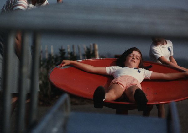 A young girl enjoys a play area in Washington, Tyne & Wear, in the 1970s